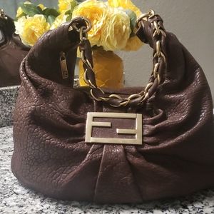 Fendi Mia hobo bag (brown pebble leather)